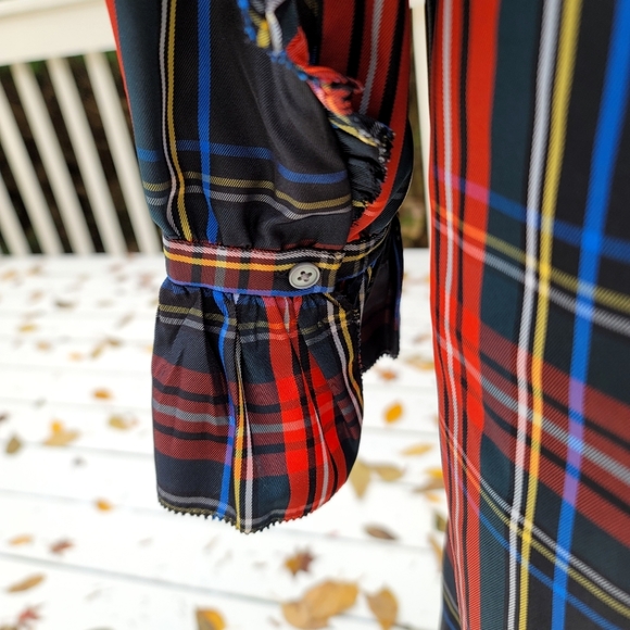 New! J Crew sz M Belted Ruffle Black Tartan Plaid Christmas Dress NWT - Picture 5 of 16